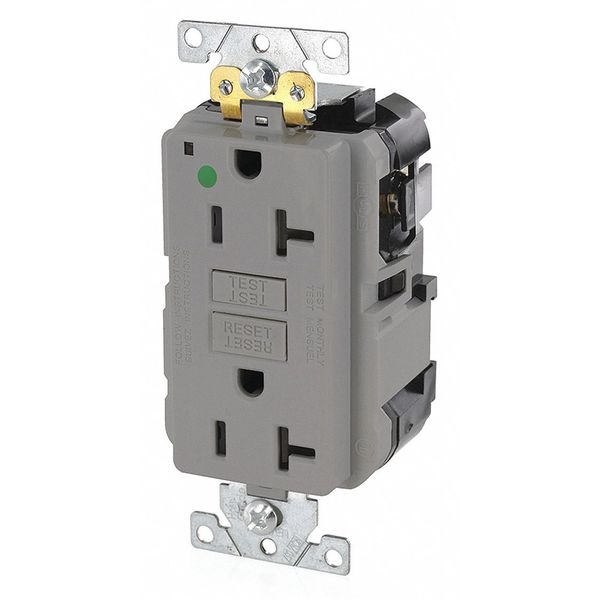 Mod Recept, Gry, 20 A, GFCI, 2P3W, Bk;Sd, 1PK