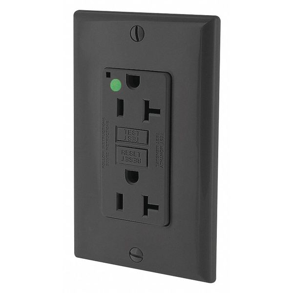 Recept, Blk, 20 A, GFCI, 2P3W, Back; Side, 1PK