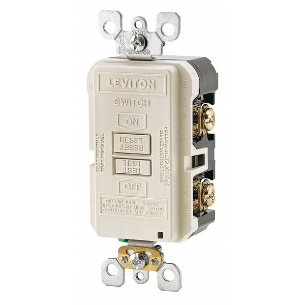 GFI Receptacle, Lt Almnd, PlyCrbt, Bck;Sd
