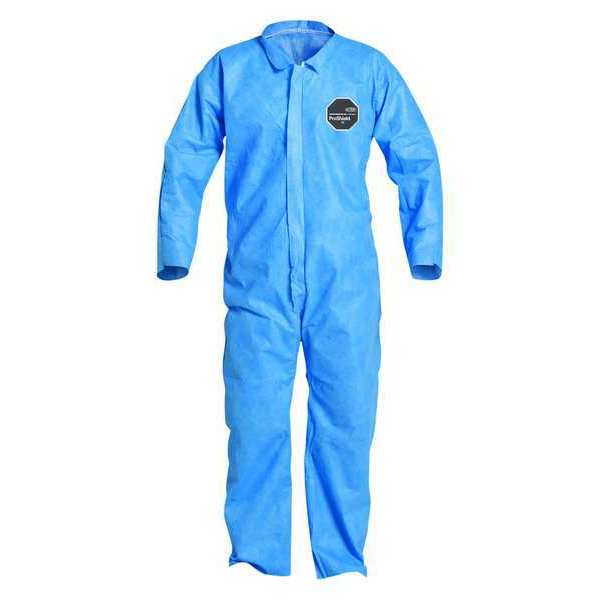 Collared Disposable Coverall, 2XL, 25 PK, Blue, SMS, Zipper