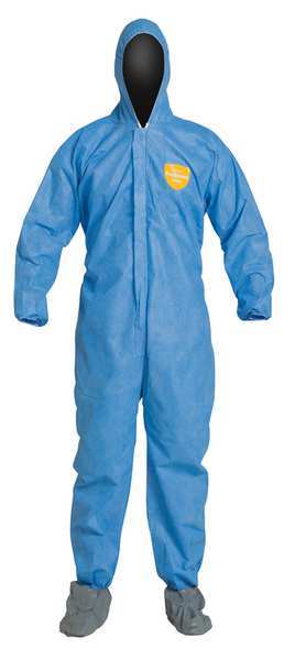 Hooded Disposable Coverall, 25 PK, Blue, SMS, Zipper