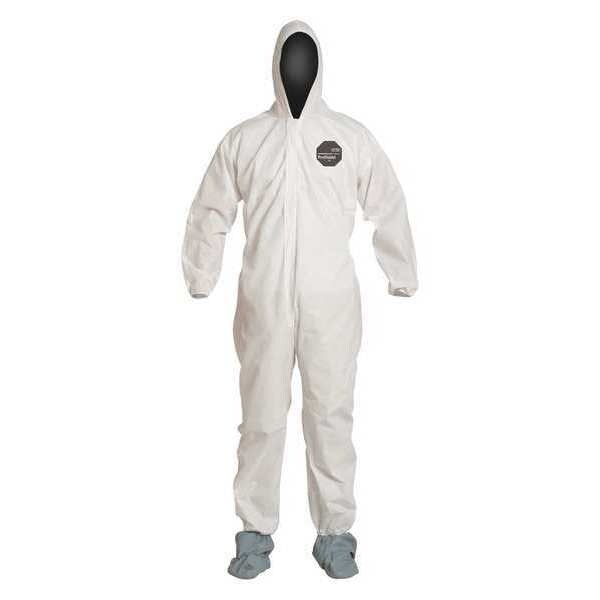 Hooded Disposable Coverall, 25 PK, White, SMS, Zipper