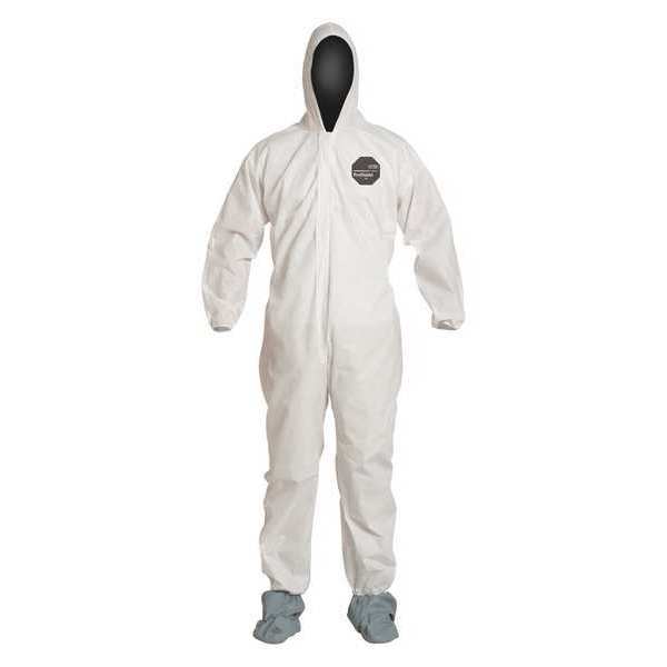 Hooded Disposable Coverall, 25 PK, White, SMS, Zipper