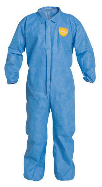 Collared Disposable Coverall, M, 25 PK, Blue, SMS, Zipper