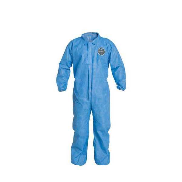 Collared Disposable Coverall, M, 25 PK, Blue, SMS, Zipper