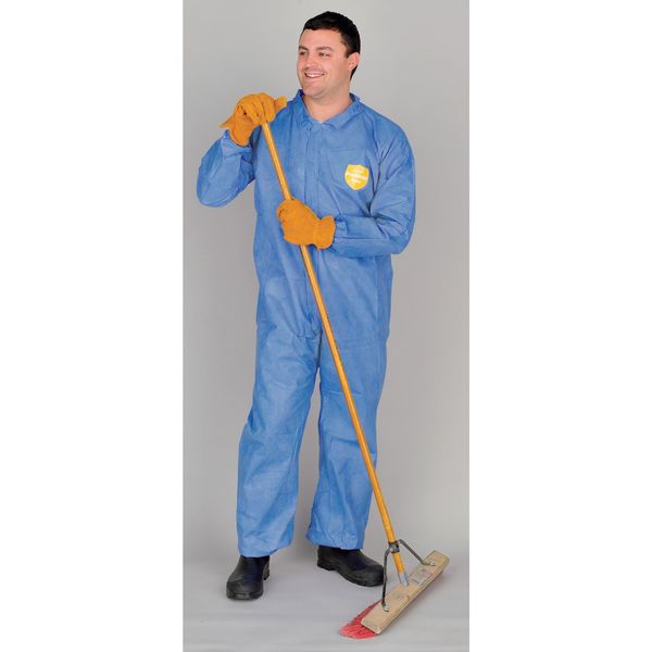 Collared Disposable Coverall, 25 PK, Blue, SMS, Zipper