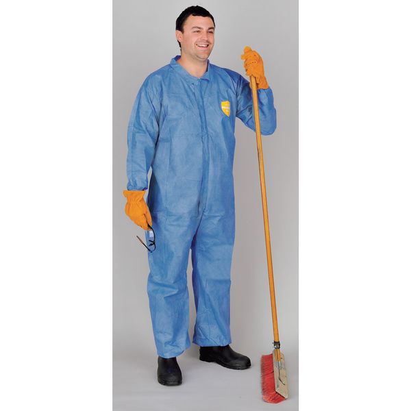 Collared Disposable Coverall, M, 25 PK, Blue, SMS, Zipper