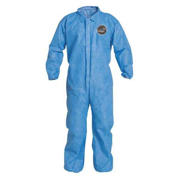 Collared Disposable Coverall, 25 PK, Blue, SMS, Zipper