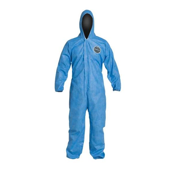 Hooded Disposable Coverall, L, 25 PK, Blue, SMS, Zipper
