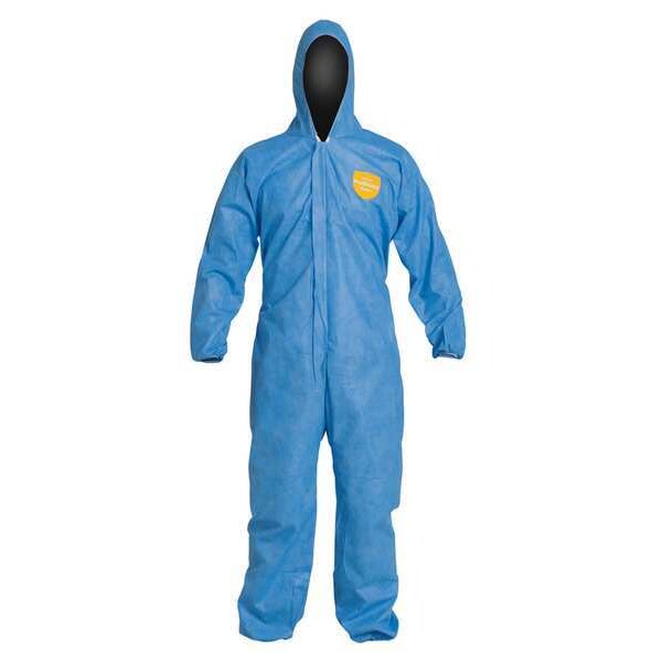 Hooded Disposable Coverall, 25 PK, Blue, SMS, Zipper