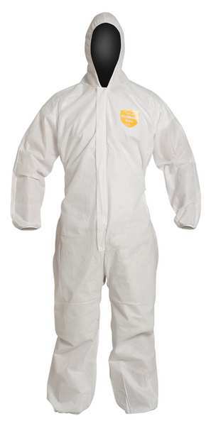 Hooded Disposable Coverall, M, 25 PK, White, SMS, Zipper