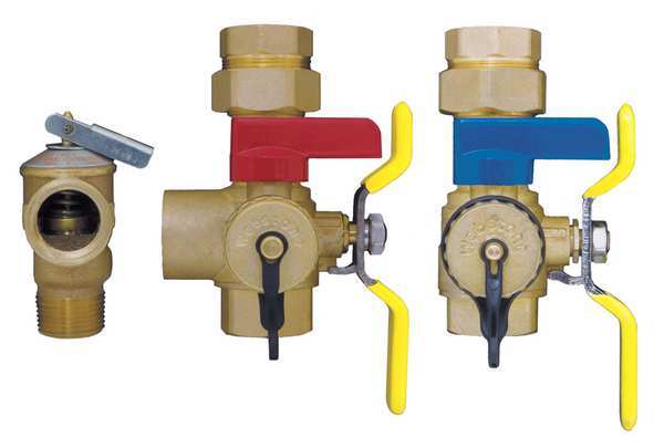 Tankless Water Heater Valve, 3/4 In, Brass