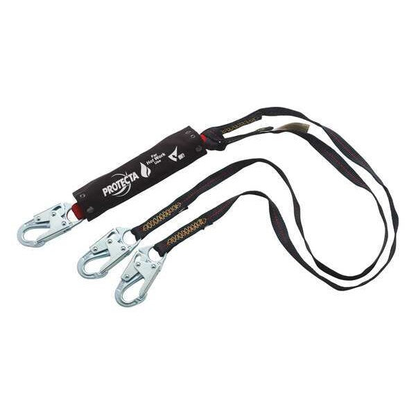 Shock Absorbing Lanyard, 6 ft., 310 lb. Weight Capacity, Black