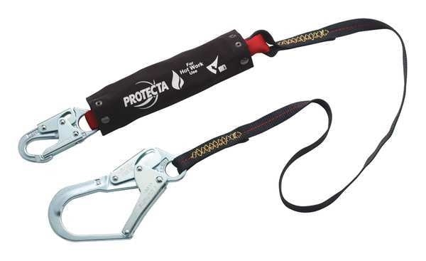 Shock Absorbing Lanyard, 6 ft., 310 lb. Weight Capacity, Black