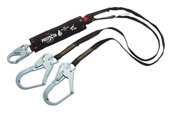 Shock Absorbing Lanyard, 6 ft., 310 lb. Weight Capacity, Black
