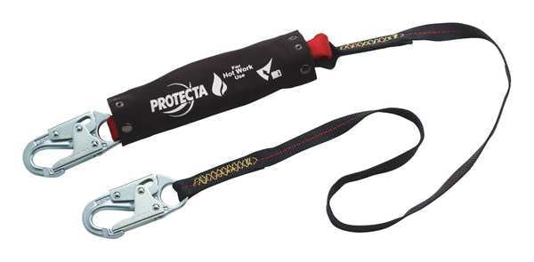 Shock Absorbing Lanyard, 6 ft., 310 lb. Weight Capacity, Black