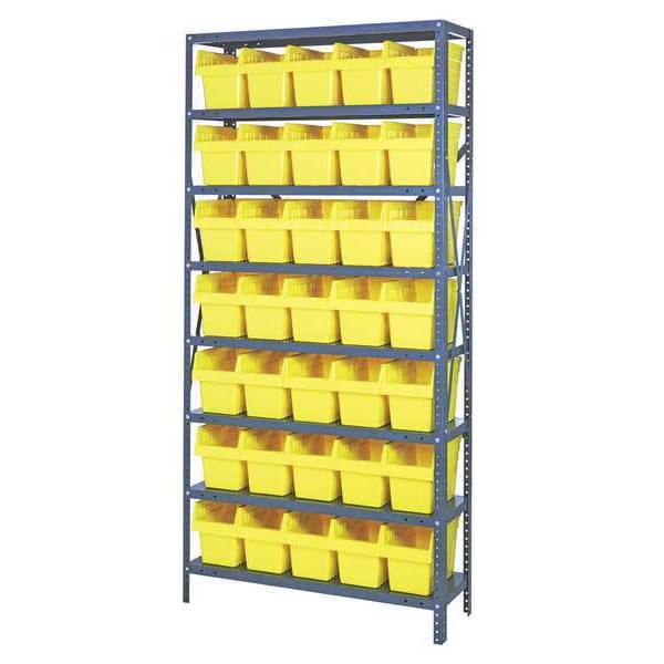 Steel Bin Shelving, 36 in W x 75 in H x 18 in D, 8 Shelves, Yellow