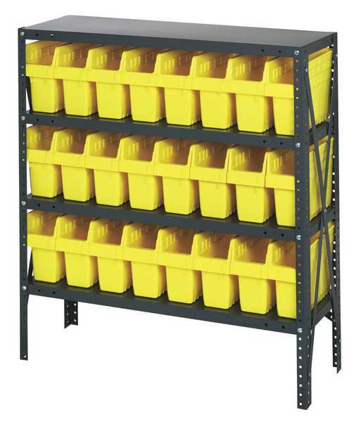 Steel Bin Shelving, 36 in W x 39 in H x 18 in D, 4 Shelves, Yellow