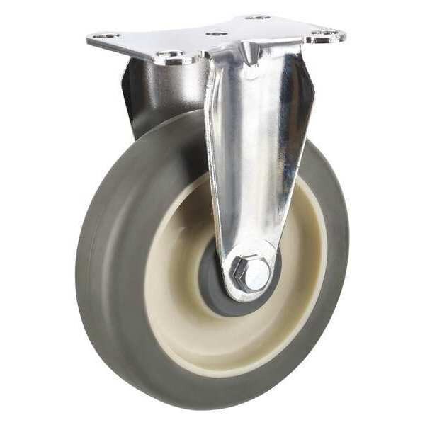 Rigid Plate Caster, TPR, 5 in., 300 lb.