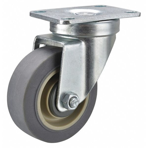 Swivel Plate Caster, 300 lb., Ball, Red