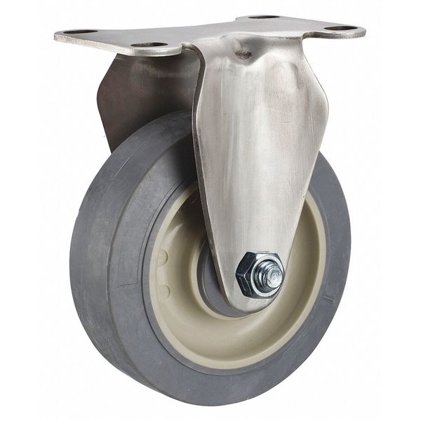 Rigid Plate Caster, TPR, 4 in., 300 lb.