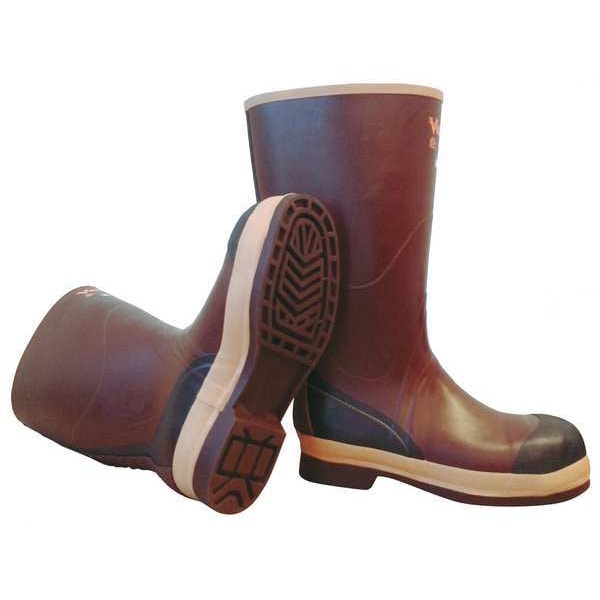 Size 14 Unisex Steel Rubber Boot, Brown