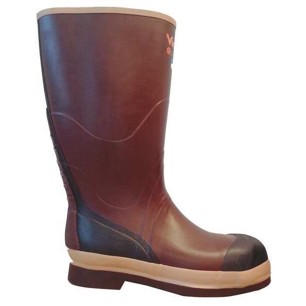 Size 14 Unisex Steel Rubber Boot, Brown