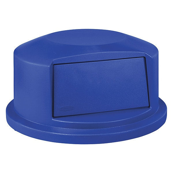 44 gal Dome with Push Door Trash Can Lid, 24 3/4 in W/Dia, Blue, Resin, 1 Openings