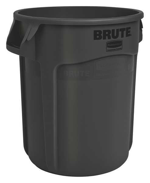 20 gal Round Trash Can, Black, 19 3/8 in Dia, None, Polyethylene