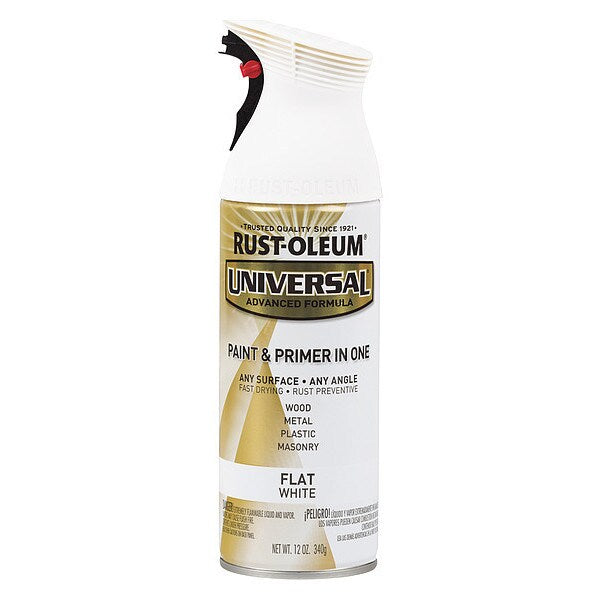 Spray Paint, White, Flat, 12 oz