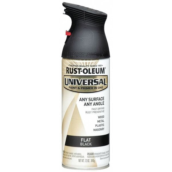 Spray Paint, Black, Flat, 12 oz.