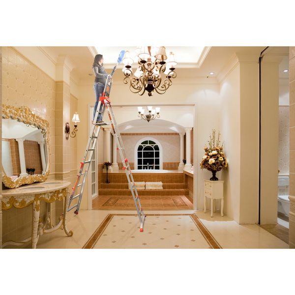 Adjustable Stepladder, Aluminum, 300 lb Load Capacity