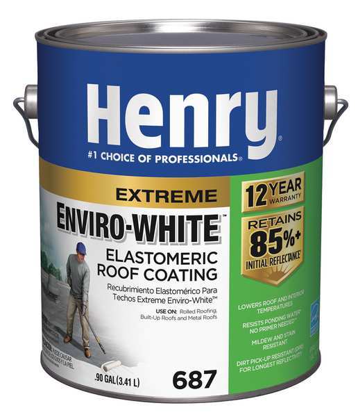 Elastomeric Roof Coating, 1 gal, Pail, White