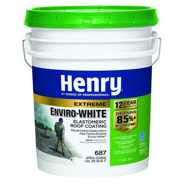Elastomeric Roof Coating, 4.75 gal, Pail, White