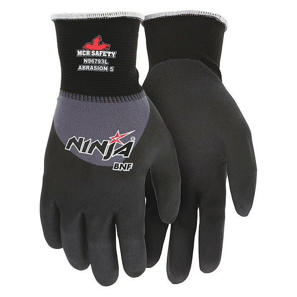 Foam Nitrile Coated Gloves, 3/4 Dip Coverage, Black/Gray, XL, PR