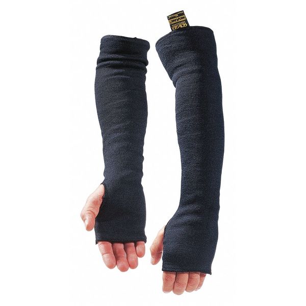 Heat-Resistant Sleeves with Thumbholes, Kevlar, Cut Level A3, Black, 18 in L, 1 Pair