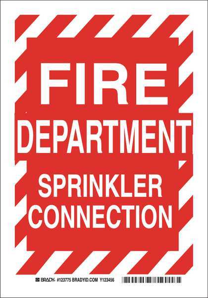 Fire Dept Sign, 14 in Height, 10 in Width, Aluminum, Rectangle, English