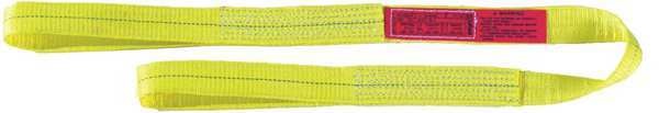 Web Sling, Flat Eye and Eye, 6 ft L, 3 in W, Polyester, Yellow