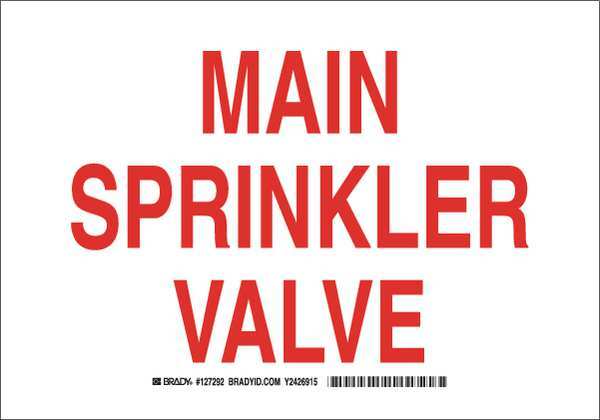 Fire Sprinkler Sign, 7 in Height, 10 in Width, Aluminum, Rectangle, English