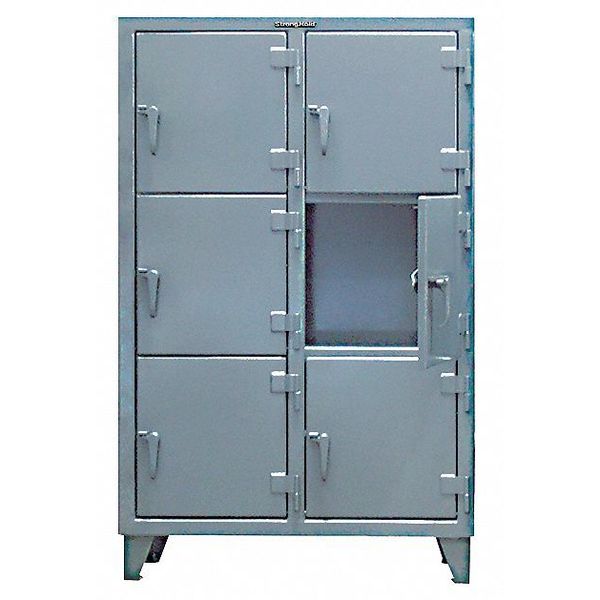 Wardrobe Locker, 42 in W, 18 in D, 68 in H, (4) Wide, (12) Openings, Dark Gray