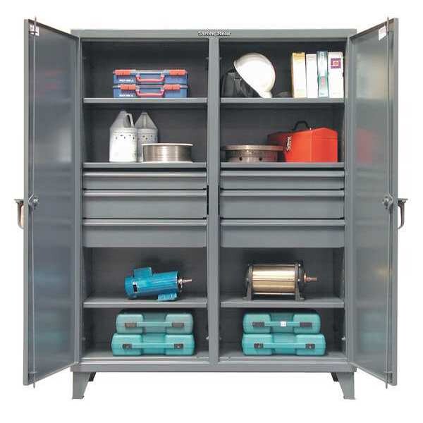 12 ga. Steel Storage Cabinet, 60 in W, 78 in H, Stationary