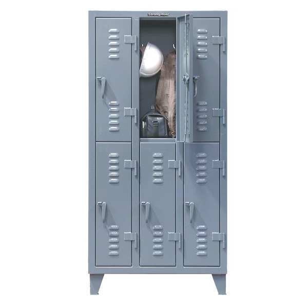 Wardrobe Locker, 74 in W, 18 in D, 78 in H, (2) Tier, (3) Wide, Dark Gray