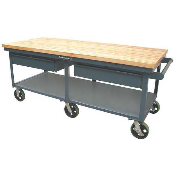 Mobile Shop Table with Maple Top, Butcher Block, 84