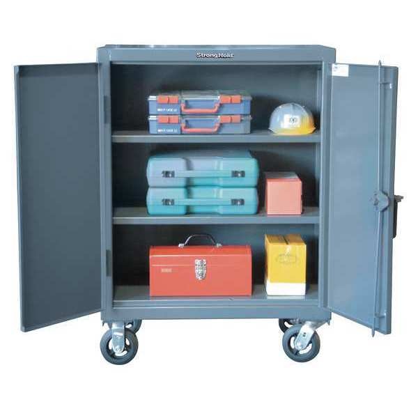 Solid Door Storage Cabinet, 36 in W, 44 in H, 20 in D, Dark Gray
