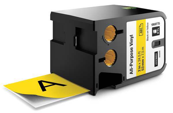 Cartridge Label, 2.0 In W, Yellow, Vinyl