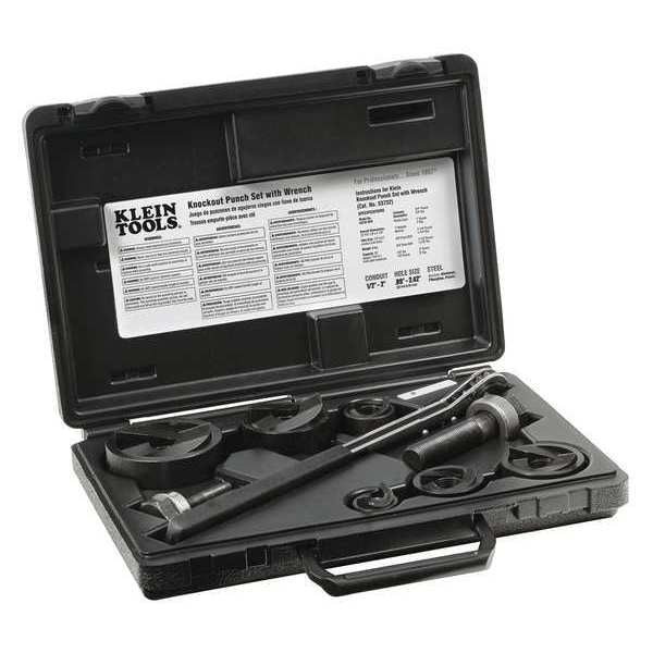 9 Piece Knockout Punch Set with Wrench, 10 ga.