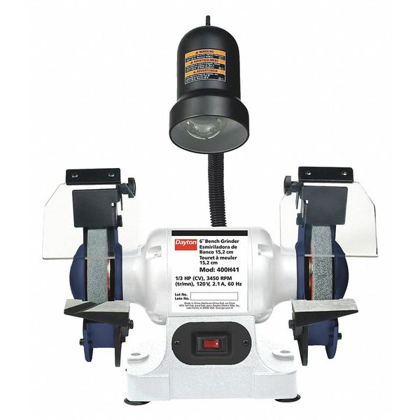 Bench Grinder, 6 in Max. Wheel Dia, 36/60 Grinding Wheel Grit