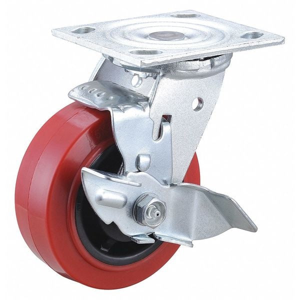 Plate Caster, 750 lb. Load Rating, Swivel