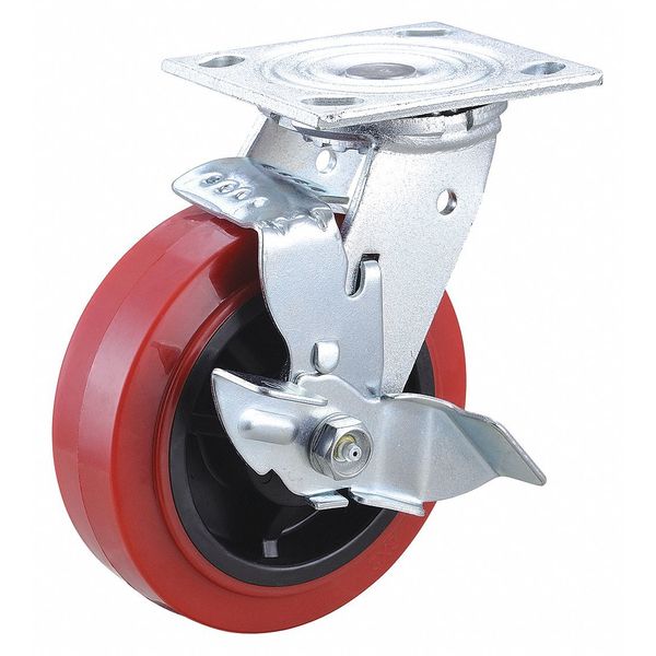 Plate Caster, 800 lb. Load Rating, Swivel