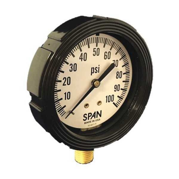 Pressure Gauge, 0 to 5000 psi, 1/4 in MNPT, Black